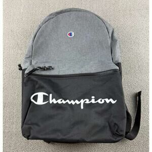 Champion Manuscript Backpack Men Black Gray Zippers Multi Pocket School‎ Travel